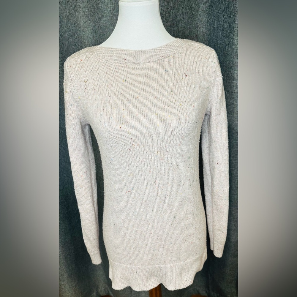 LOFT Speckled Knit Crewneck Sweater Women’s Small | Confetti Dot Soft Pullover